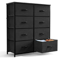 Sweetcrispy Dresser For Bedroom With 8 Drawers Tall Dresser & Chest Of Drawers Fabric Dresser With Wood Top And Sturdy Steel Frame Black Metal