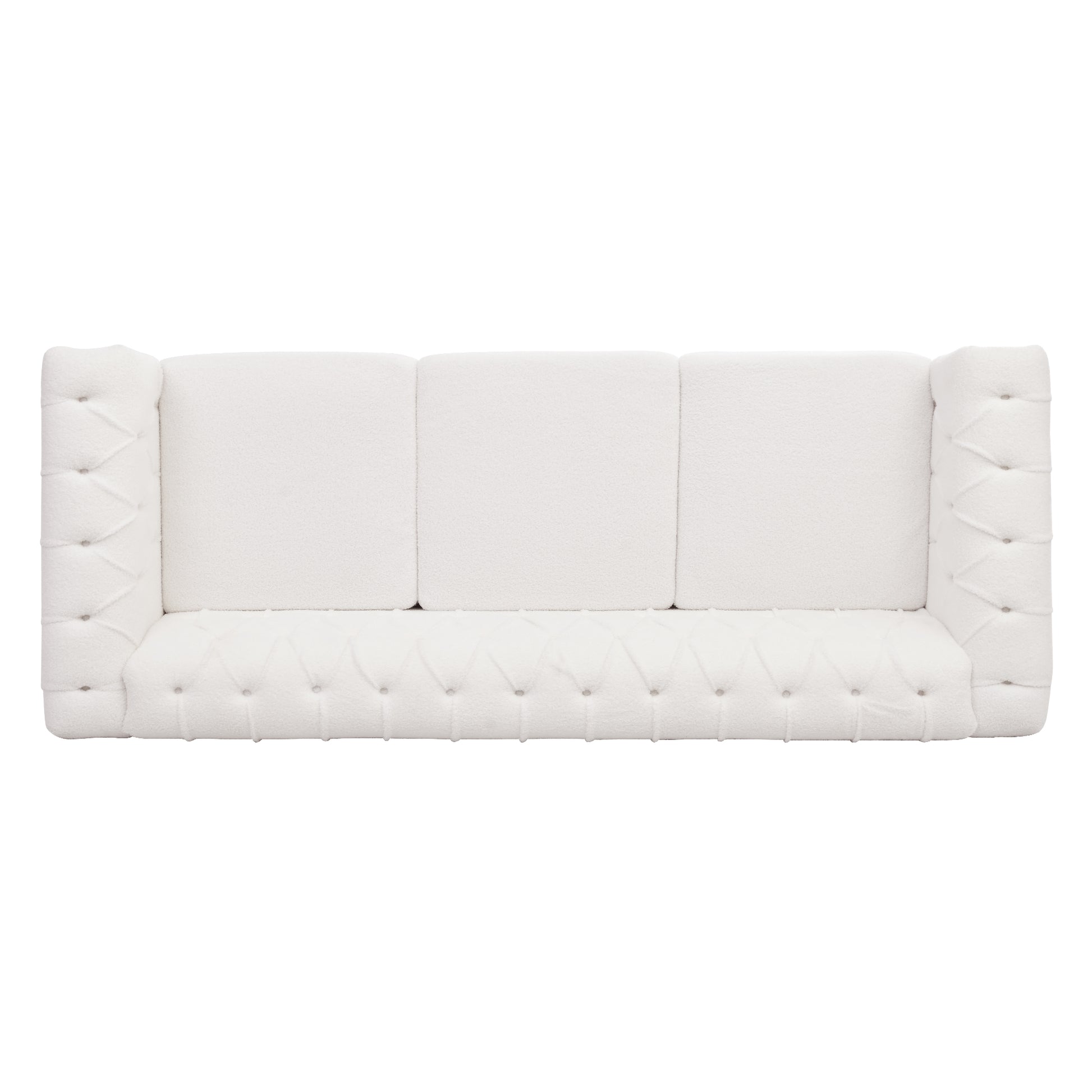 83.66 Inch Width Traditional Square Arm Removable Cushion 3 Seater Sofa White Foam Fabric