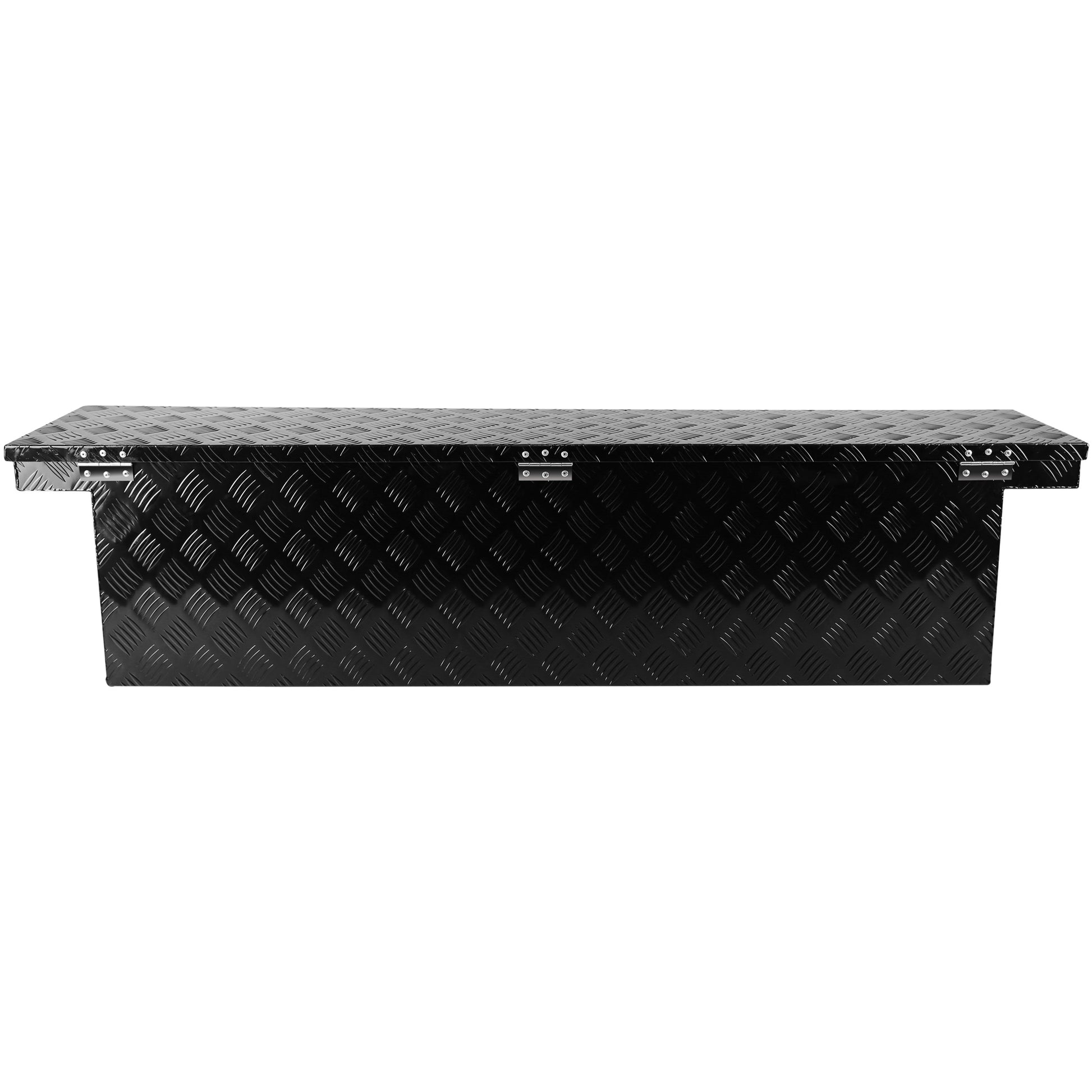 60.2" L X 12.2" W X 14.4" H Pickup Truck Bed Tool Box Trailer Tool Box For Bed Of Truck,Aluminum Stripes Toolbox For Truck Rv Tralier,Chrome Latch,Black Surface Black Aluminum