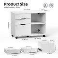 Sweetcrispy Filing Cabinet, 4 Drawer File Cabinet For Home Office, Mobile Lateral Filing Cabinet, Printer Stand With Open Storage Shelves For Kids Room White Wood