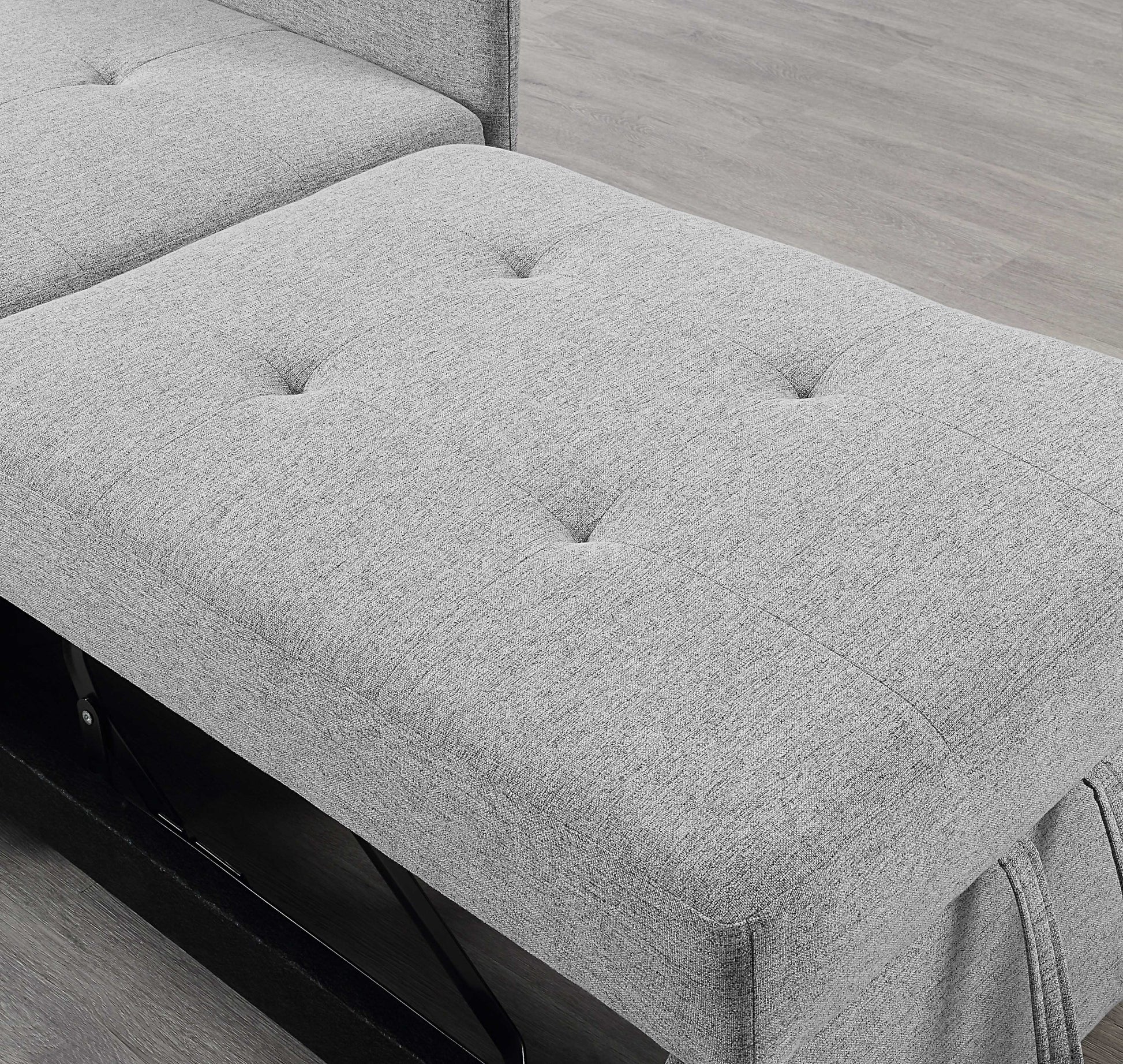 4 In 1 Convertible Sofas & Couches, Single Extendable Sofa With 6 Position Adjustable Back, Sofa Bed With 2 Pillows, Light Gray Light Gray Linen Armless Wood Fabric 1 Seat