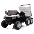 24V 2 Seater Utv Xxl Ride On Truck With Dump Bed For Kid,Ride On 4Wd Utv With 6 Wheels,Foam Tires, Suitable For Off Roading,Remote Control,Three Point Safety Harness White Polypropylene