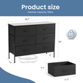 Sweetcrispy Dresser For Bedroom 6 Drawers Wide Fabric Storage Units Chest Of Drawers For Bedroom With Metal Frame And Wooden Top For Tv Black Metal