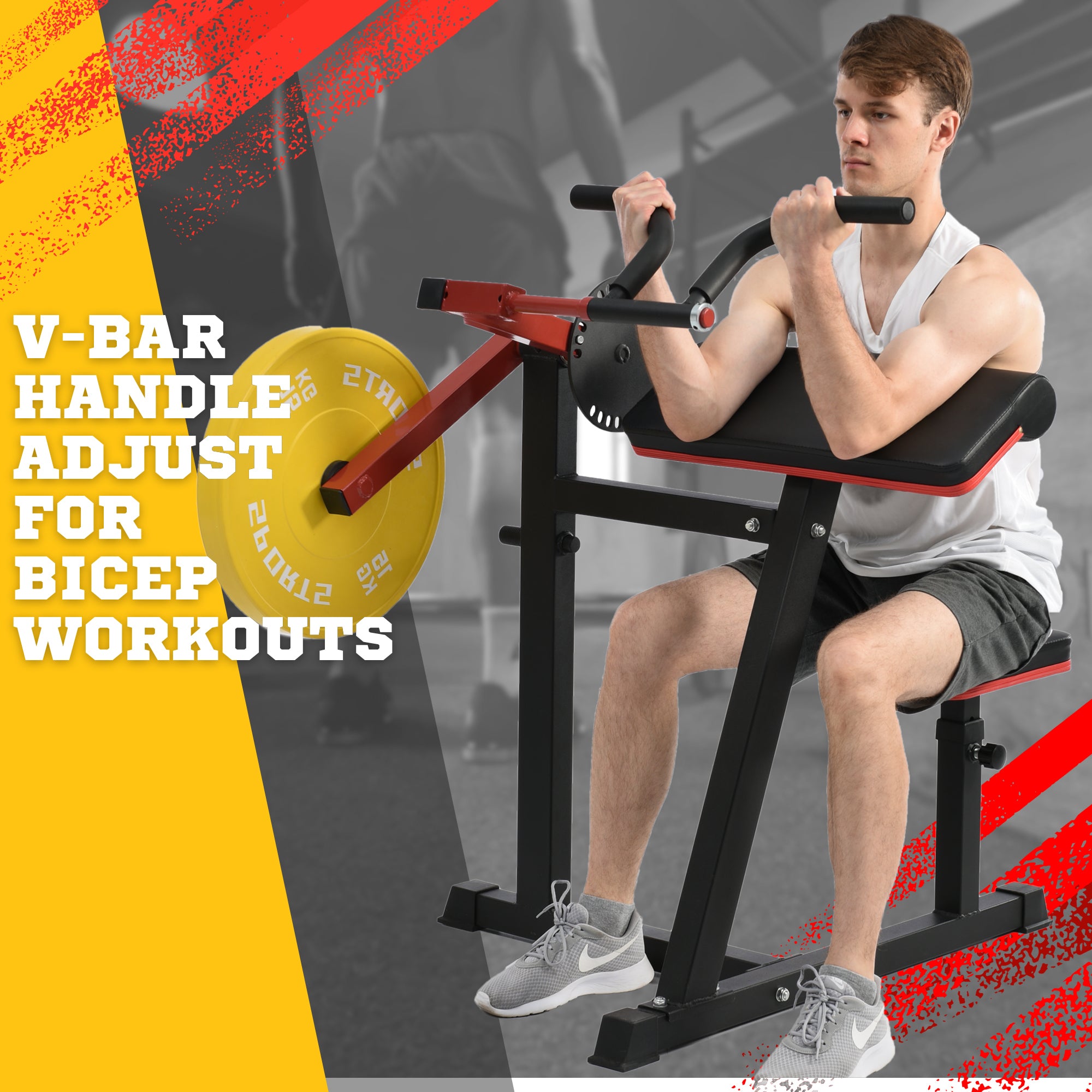 Bicep Tricep Curl Machine with Adjustable Seat,