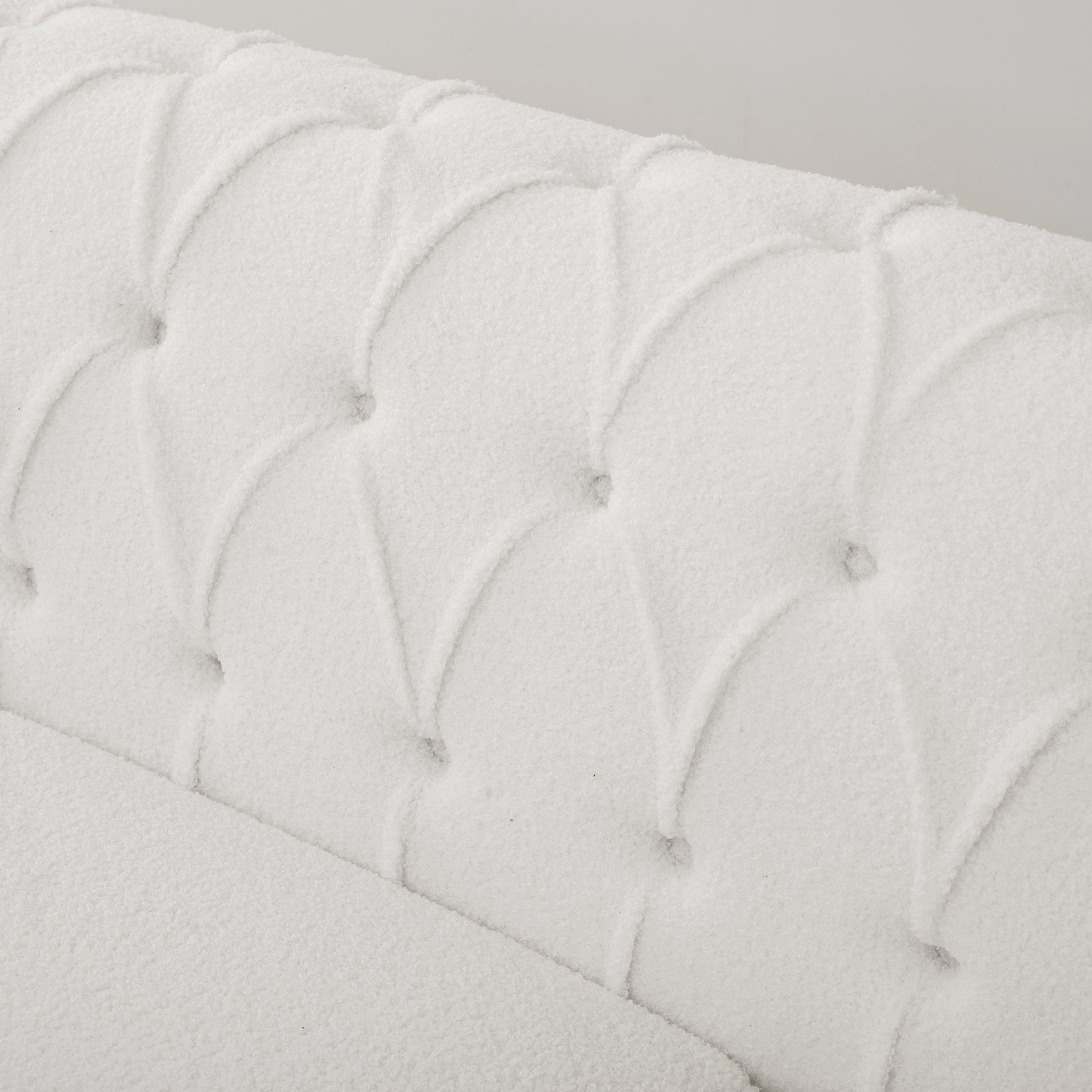 83.66 Inch Width Traditional Square Arm Removable Cushion 3 Seater Sofa White Foam Fabric