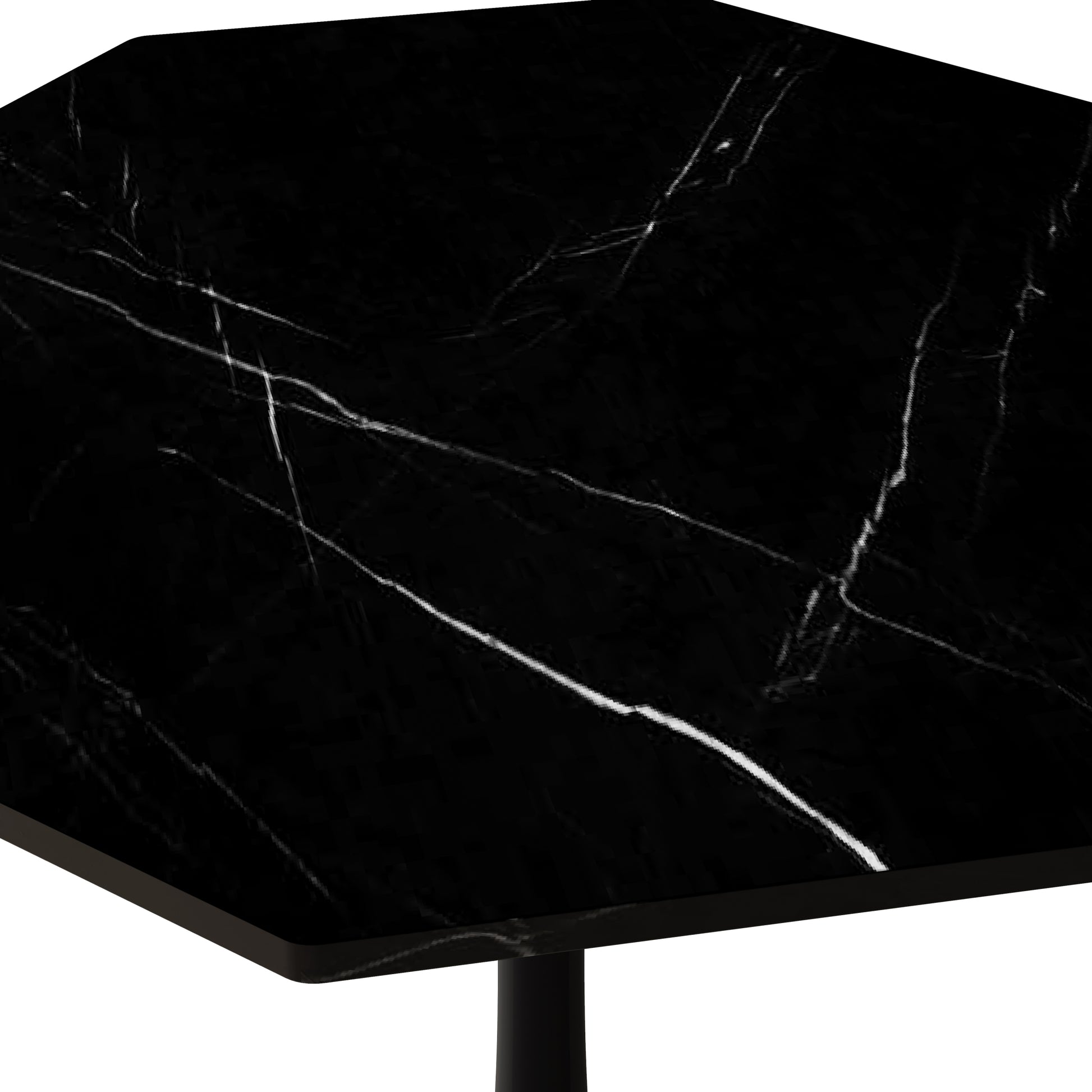 31.50"Modern Octagonal Coffee Table With Printed Black Marble Table Top,Metal Base, For Dining Room, Kitchen, Living Room Marble Mdf