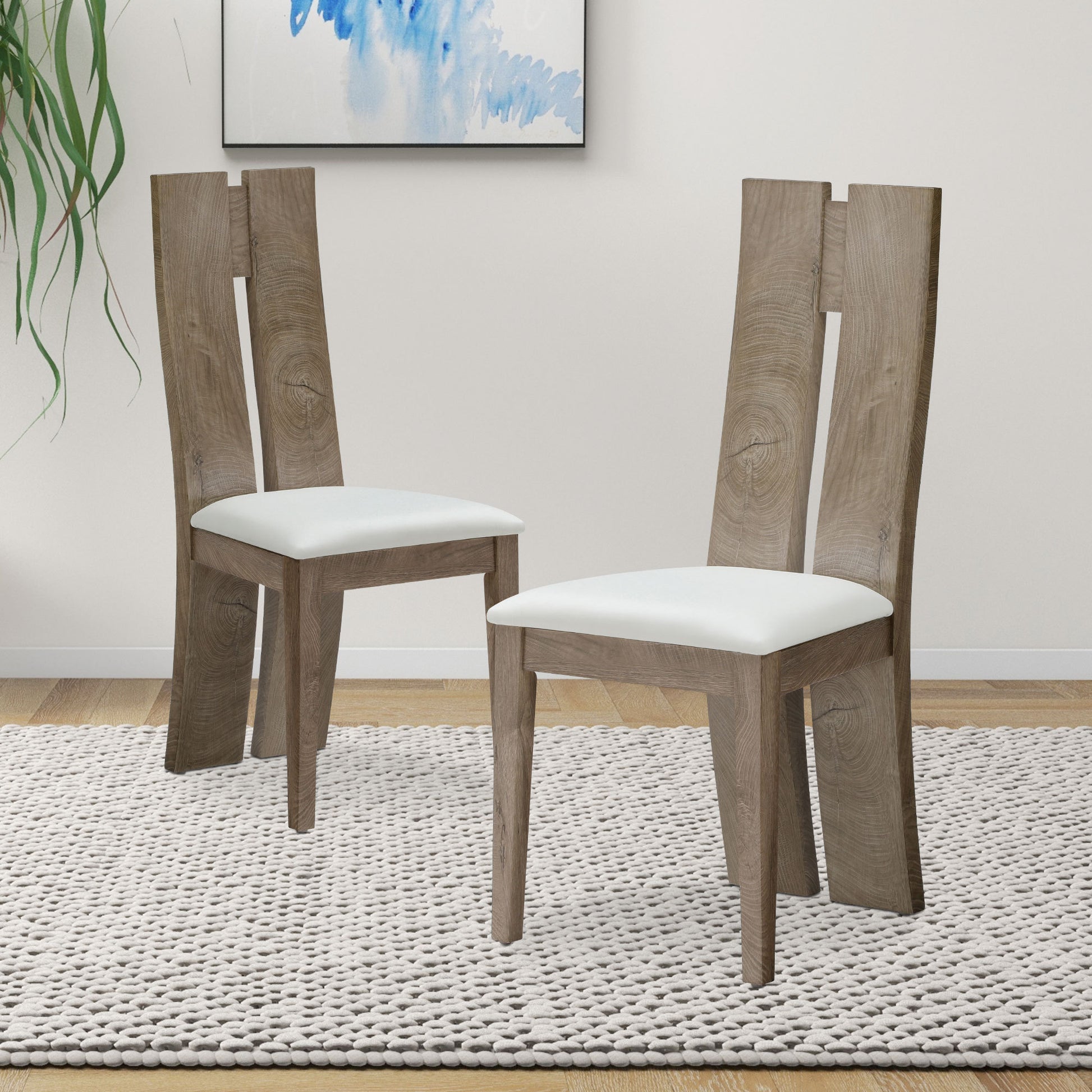 Dining Chair Set Of 2 Mdf, Sponge .Pu Leather Upholstered Cushion Seat Wooden Back Side Chairs Wood Armless Dining Chairs With High Back. Natural & Light Brown Foam Wood