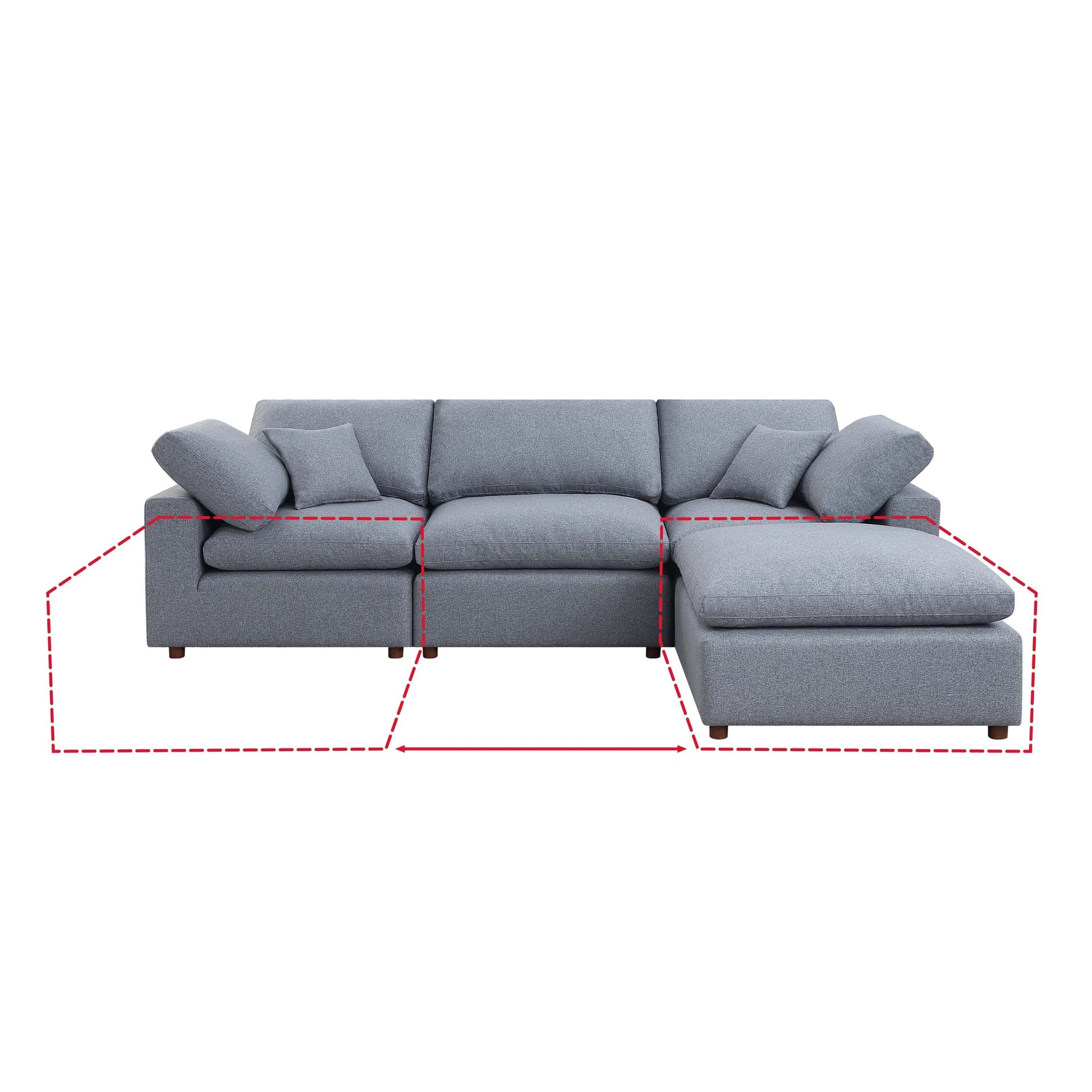 Modern Modular Sectional Sofa Set, Self Customization Design Sofa, Grey Grey Linen