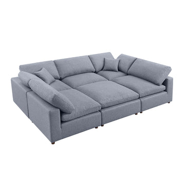 Modern Modular Sectional Sofa Set, Self Customization Design Sofa, Grey Grey Linen