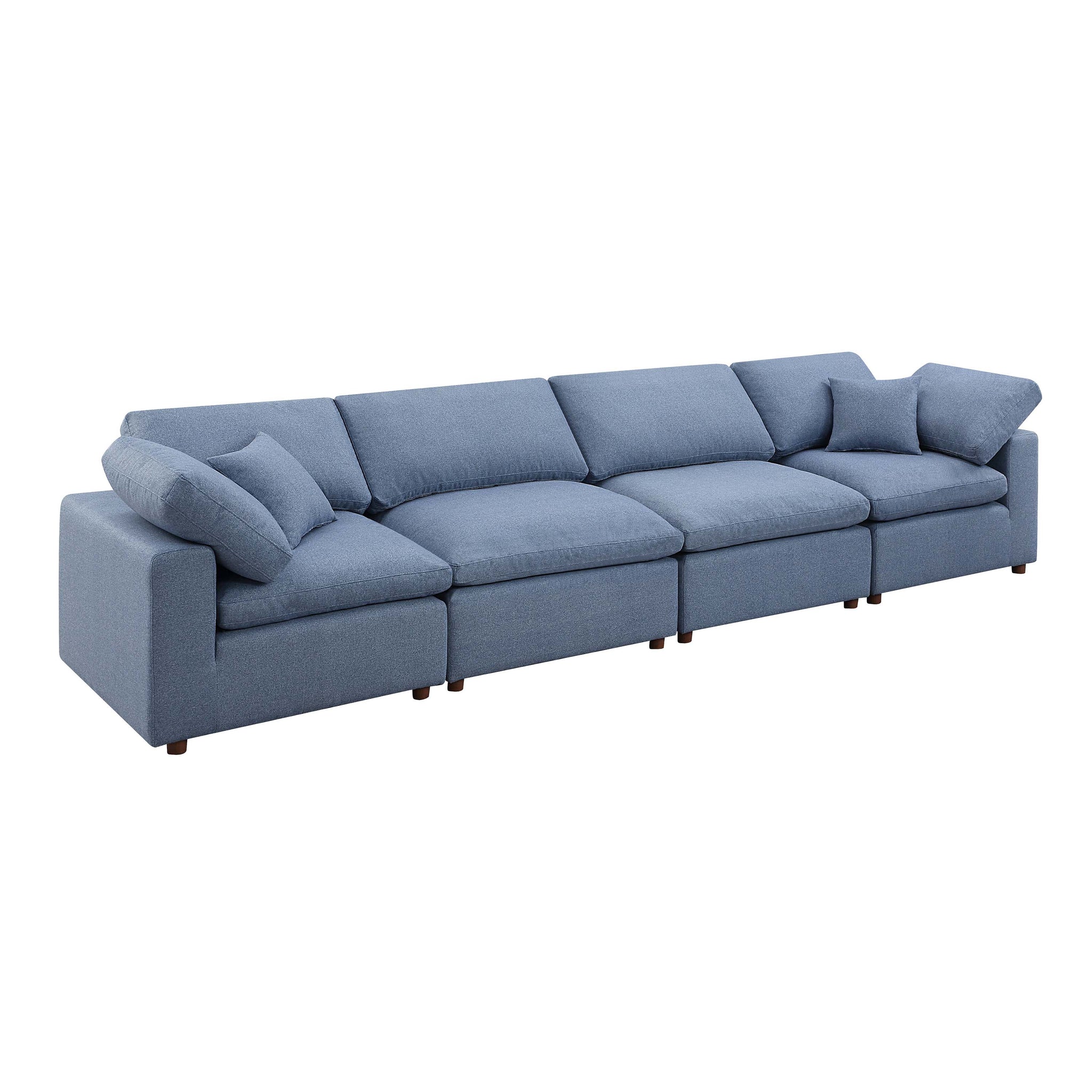 Modern Modular Sectional Sofa Set, Self Customization Design Sofa, Blue Blue Linen