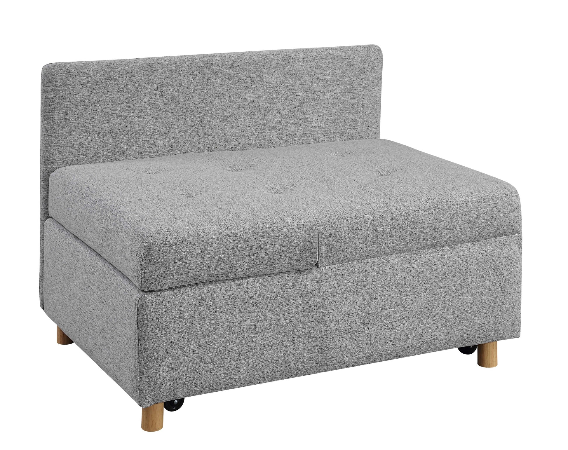 4 In 1 Convertible Sofas & Couches, Single Extendable Sofa With 6 Position Adjustable Back, Sofa Bed With 2 Pillows, Light Gray Light Gray Linen Armless Wood Fabric 1 Seat