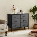 Sweetcrispy Dresser For Bedroom 6 Drawers Wide Fabric Storage Units Chest Of Drawers For Bedroom With Metal Frame And Wooden Top For Tv Gray Metal