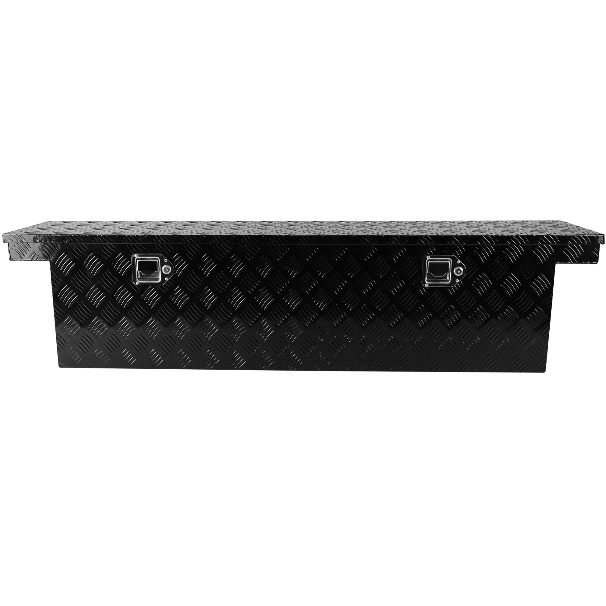 60.2" L X 12.2" W X 14.4" H Pickup Truck Bed Tool Box Trailer Tool Box For Bed Of Truck,Aluminum Stripes Toolbox For Truck Rv Tralier,Chrome Latch,Black Surface Black Aluminum