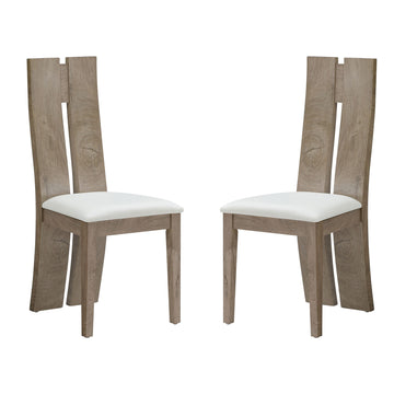 Dining Chair Set Of 2 Mdf, Sponge .Pu Leather Upholstered Cushion Seat Wooden Back Side Chairs Wood Armless Dining Chairs With High Back. Natural & Light Brown Foam Wood