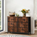 Sweetcrispy Dresser For Bedroom 6 Drawers Wide Fabric Storage Units Chest Of Drawers For Bedroom With Metal Frame And Wooden Top For Tv,Brown Rustic Brown Metal