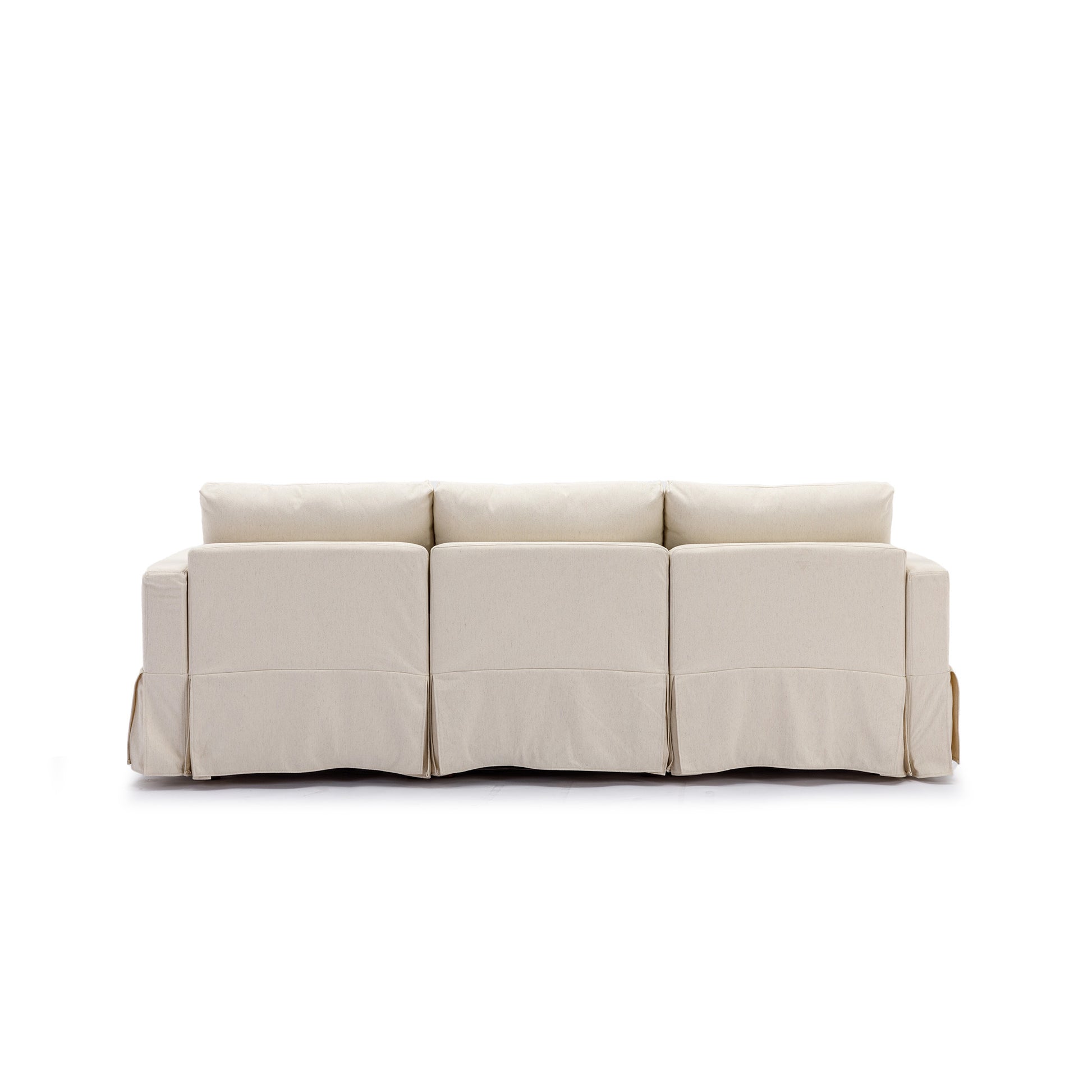 3 Seat Module Sectional Sofa Couch,Seat Cushion And Back Cushion Removable And Washable,Linen Fabric Cover,Cream Cream Wood Medium Soft Rubberwood Foam Linen 3 Seat