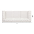 83.66 Inch Width Traditional Square Arm Removable Cushion 3 Seater Sofa White Foam Fabric