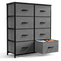 Sweetcrispy Dresser For Bedroom With 8 Drawers Tall Dresser & Chest Of Drawers Fabric Dresser With Wood Top And Sturdy Steel Frame Gray Metal