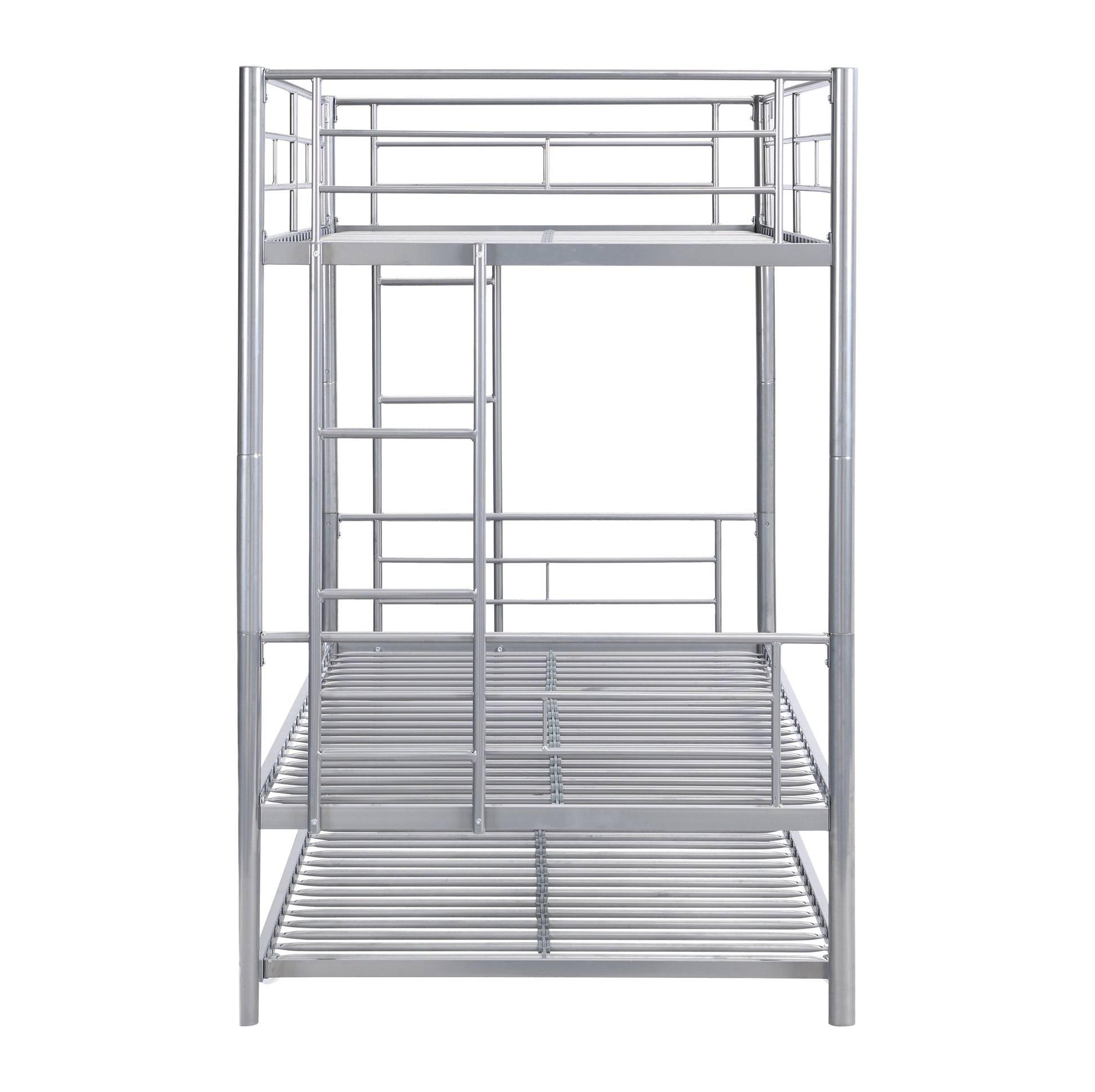 Metal Bunk Bed With Trundle Silver Silver Metal