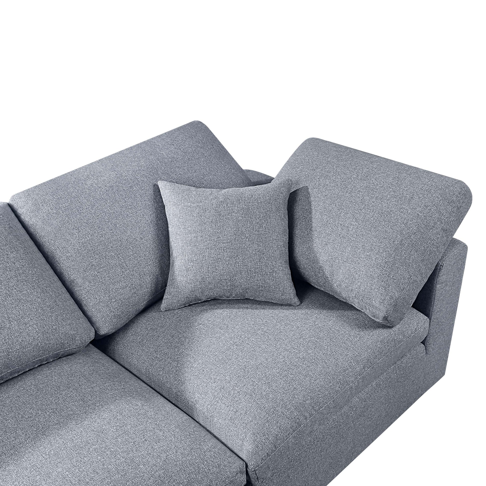 Modern Modular Sectional Sofa Set, Self Customization Design Sofa, Grey Grey Linen