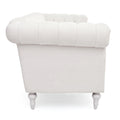 83.66 Inch Width Traditional Square Arm Removable Cushion 3 Seater Sofa White Foam Fabric