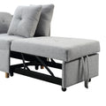 4 In 1 Convertible Sofas & Couches, Single Extendable Sofa With 6 Position Adjustable Back, Sofa Bed With 2 Pillows, Light Gray Light Gray Linen Armless Wood Fabric 1 Seat