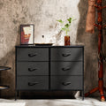 Sweetcrispy Dresser For Bedroom 6 Drawers Wide Fabric Storage Units Chest Of Drawers For Bedroom With Metal Frame And Wooden Top For Tv Black Metal