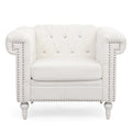 1 Seater Sofa For Living Room White Fabric