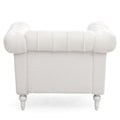 1 Seater Sofa For Living Room White Fabric