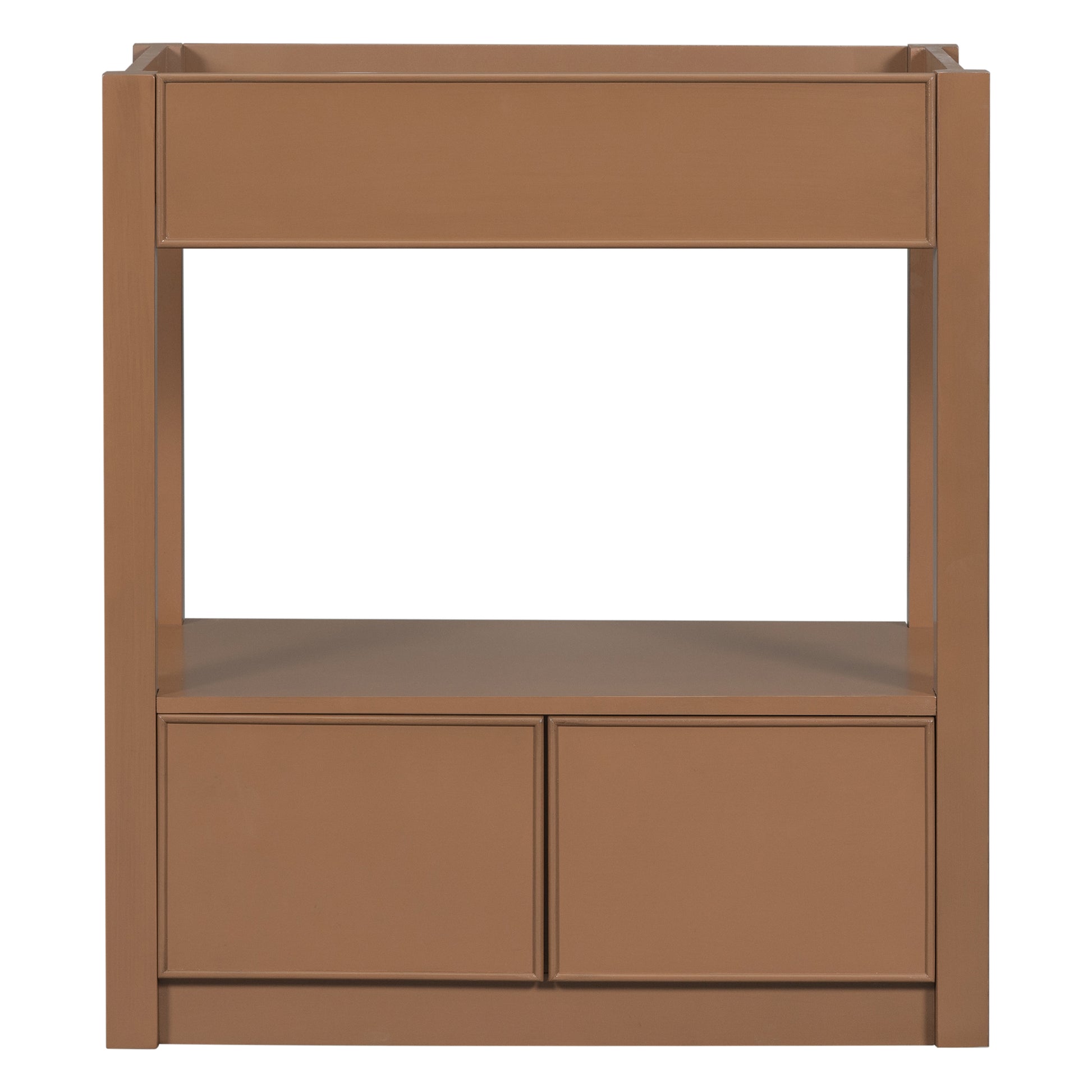 30" Bathroom Vanity Without Sink Top, Cabinet Base Only, Open Storage Shelf And Two Drawers, Brown Brown Solid Wood Mdf