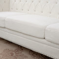 83.66 Inch Width Traditional Square Arm Removable Cushion 3 Seater Sofa White Foam Fabric