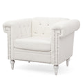 1 Seater Sofa For Living Room White Fabric
