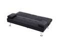 Black Foldable Sofa Bed With Cup Holder Black Faux Leather Wood Primary Living Space Medium Firm Heavy Duty Foam Faux Leather 3 Seat
