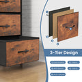 Sweetcrispy Dresser For Bedroom 6 Drawers Wide Fabric Storage Units Chest Of Drawers For Bedroom With Metal Frame And Wooden Top For Tv,Brown Rustic Brown Metal