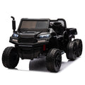 24V 2 Seater Utv Xxl Ride On Truck With Dump Bed For Kid,Ride On 4Wd Utv With 6 Wheels,Foam Tires, Suitable For Off Roading,Remote Control,Three Point Safety Harness Black Polypropylene