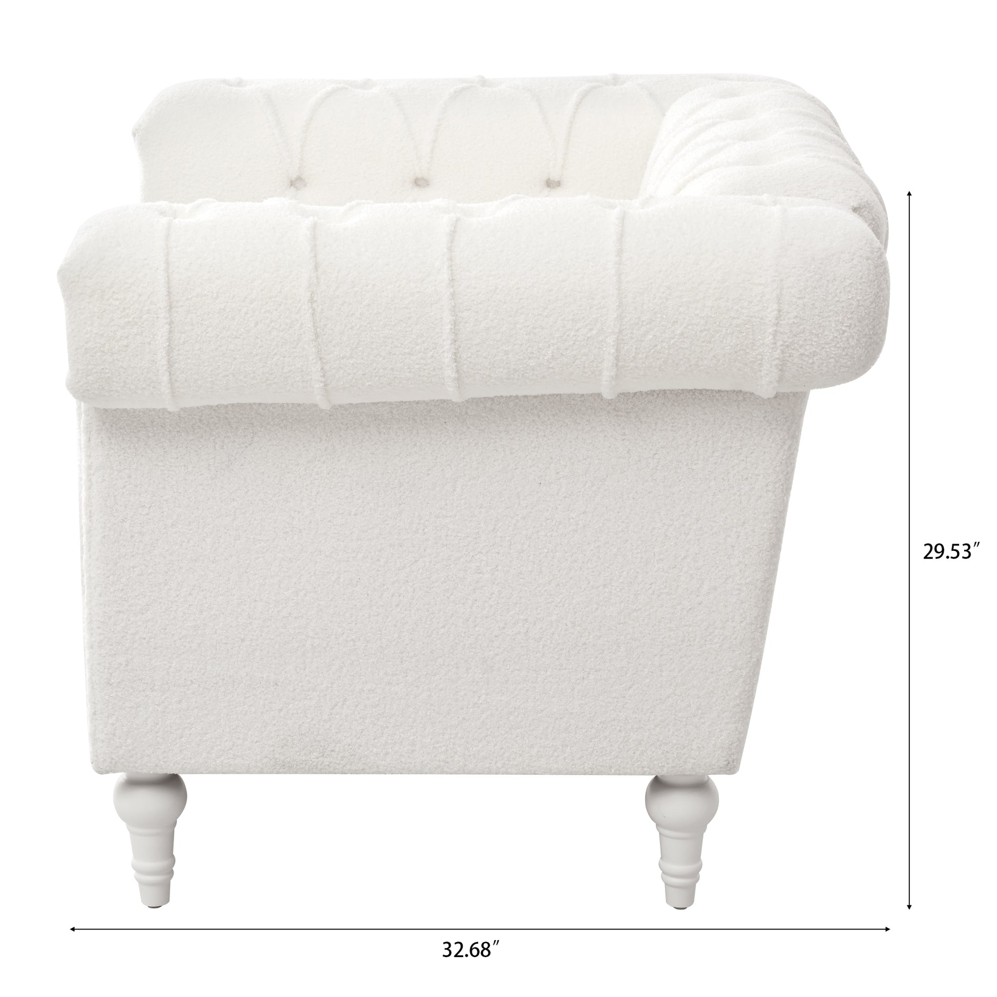 1 Seater Sofa For Living Room White Fabric
