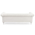 83.66 Inch Width Traditional Square Arm Removable Cushion 3 Seater Sofa White Foam Fabric