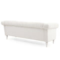 83.66 Inch Width Traditional Square Arm Removable Cushion 3 Seater Sofa White Foam Fabric