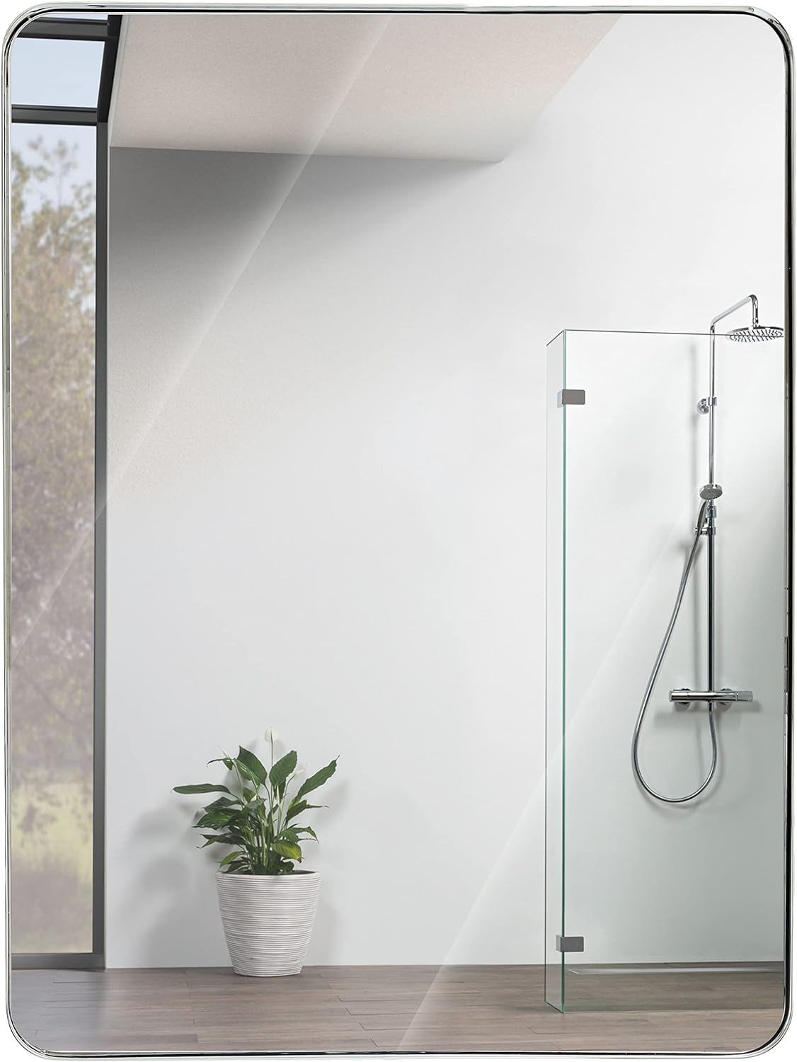 Silver 30 "X40" Rectangular Bathroom Wall Mirror Silver Classic Mdf Glass Aluminium Alloy