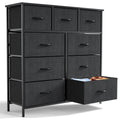 Sweetcrispy 9 Tall Fabric Clothes Cabinet Storage Organizers And Wood Top Surface Table Chest Of Drawers, Living Room, Hallway, Porch, Kids Bedroom Dresser, Black Black Metal