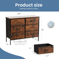 Sweetcrispy Dresser For Bedroom 6 Drawers Wide Fabric Storage Units Chest Of Drawers For Bedroom With Metal Frame And Wooden Top For Tv,Brown Rustic Brown Metal