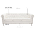 83.66 Inch Width Traditional Square Arm Removable Cushion 3 Seater Sofa White Foam Fabric