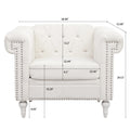 1 Seater Sofa For Living Room White Fabric