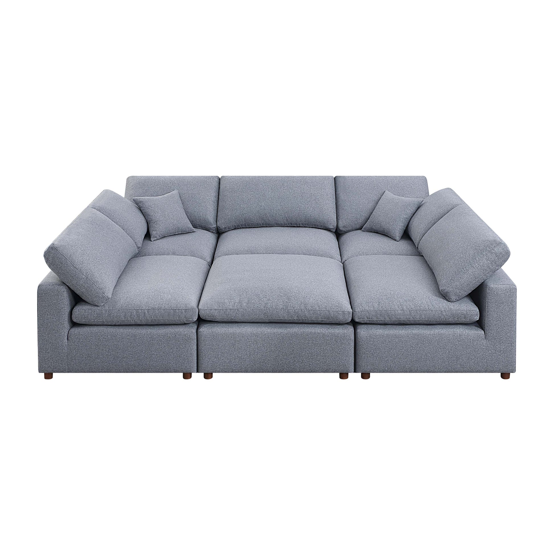 Modern Modular Sectional Sofa Set, Self Customization Design Sofa, Grey Grey Linen