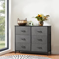 Sweetcrispy Dresser For Bedroom 6 Drawers Wide Fabric Storage Units Chest Of Drawers For Bedroom With Metal Frame And Wooden Top For Tv Gray Metal