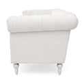 83.66 Inch Width Traditional Square Arm Removable Cushion 3 Seater Sofa White Foam Fabric