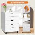 Sweetcrispy 5 Drawer Chest Storage Cabinets Dressers Wood Dresser Cabinet With Wheels Mobile Organizer Drawers For Office White Wood