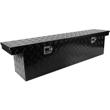 60.2" L X 12.2" W X 14.4" H Pickup Truck Bed Tool Box Trailer Tool Box For Bed Of Truck,Aluminum Stripes Toolbox For Truck Rv Tralier,Chrome Latch,Black Surface Black Aluminum