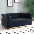 Contemporary Vertical Channel Tufted Velvet Sofa black-foam-velvet