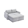 2 Seat Module Sectional Sofa Couch With 2 Ottoman,Seat Cushion And Back Cushion Removable And Washable,Light Grey Light Grey Wood Primary Living Space Soft Modern Rubberwood Foam Linen 2 Seat